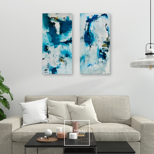 South of Silence I & II - Diptych – original painting by Roberta Heslop
