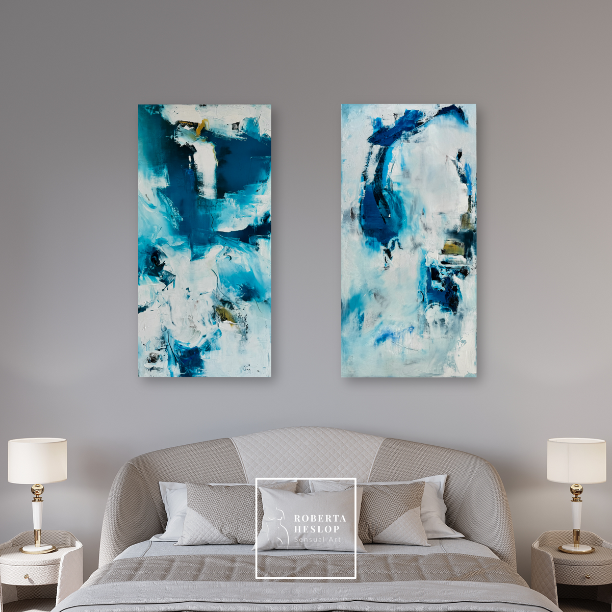 South of Silence I &amp; II - Diptych – original painting by Roberta Heslop – image 7

