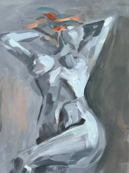 Close-up of Auburn Beauty highlighting the interplay of blue-grey tones with auburn accents.