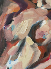 Load image into Gallery viewer, Close-up of expressive brushwork and colour in Captivated, original acrylic painting