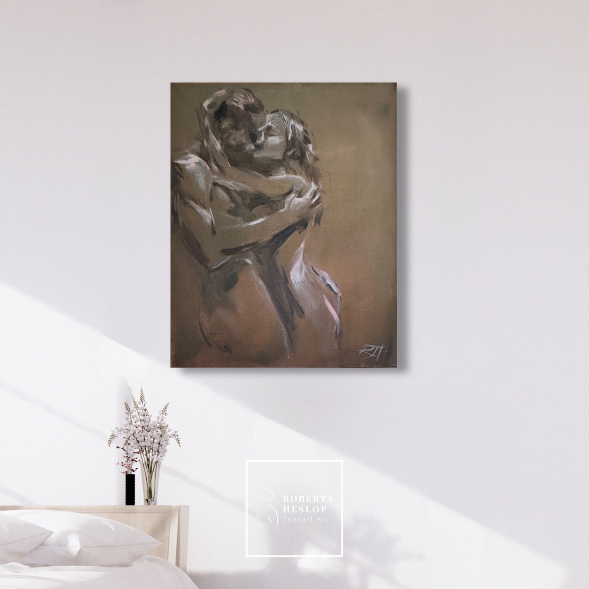 Sweet Embrace limited edition giclee print in situ Canson Infinity Aquarelle Rag Roberta Heslop