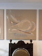 Load image into Gallery viewer, Original figurative painting Anima by Roberta Heslop installed in Transcend Wellness London with other paintings in The Linen Trilogy