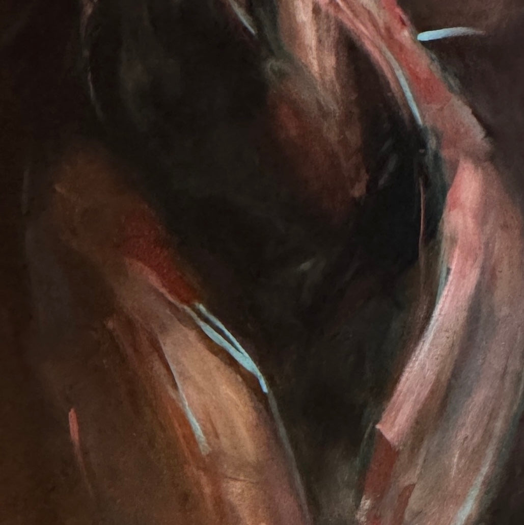 Close-up texture detail of earthy tones in Awakening original painting