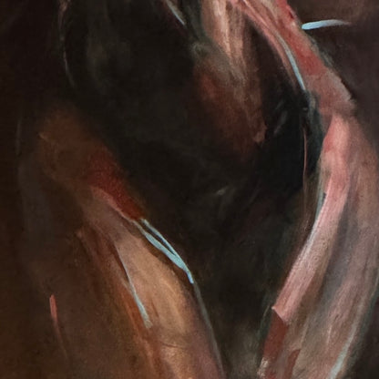 Close-up texture detail of earthy tones in Awakening original painting