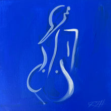 Load image into Gallery viewer, Free - original blue figurative painting of the female form by Roberta Heslop, acrylic and Indian ink on deep-edge canvas
