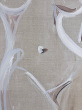 Load image into Gallery viewer, Close-up detail of original figurative painting Freya by Roberta Heslop, white acrylic on linen canvas, gestural female torso