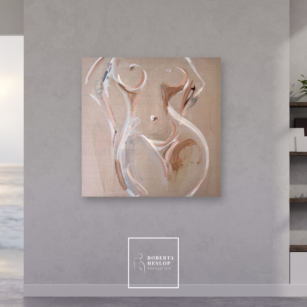 Original figurative painting Freya by Roberta Heslop displayed in a home interior 