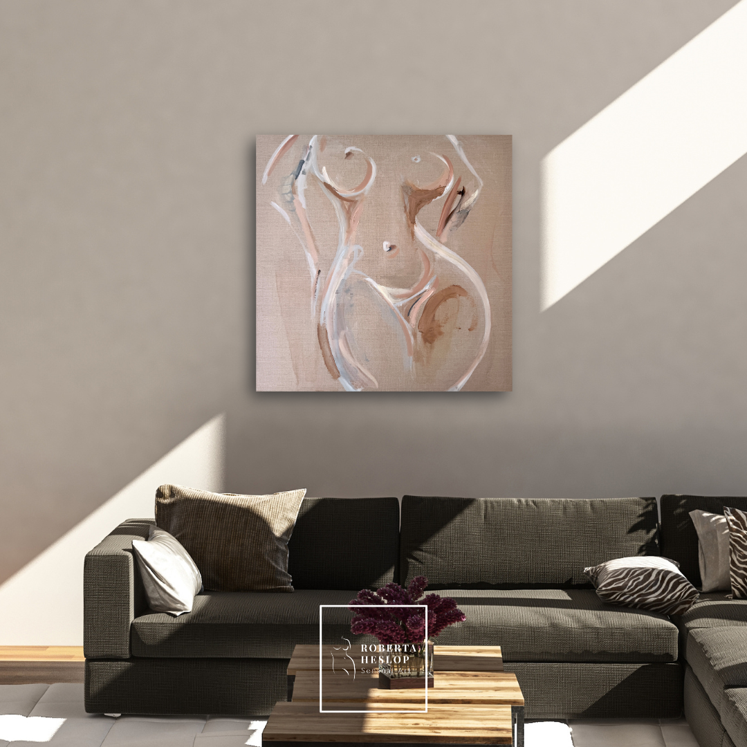 Freya original painting by Roberta Heslop styled in a living space