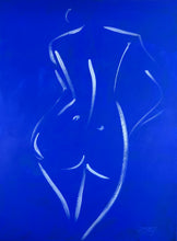 Load image into Gallery viewer, Lapis - original blue abstract figurative painting of the female form by Roberta Heslop, acrylic on deep-edge canvas