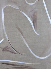 Load image into Gallery viewer, Detail of lower figure and hip curve in Lila, original white acrylic painting on linen by Roberta Heslop
