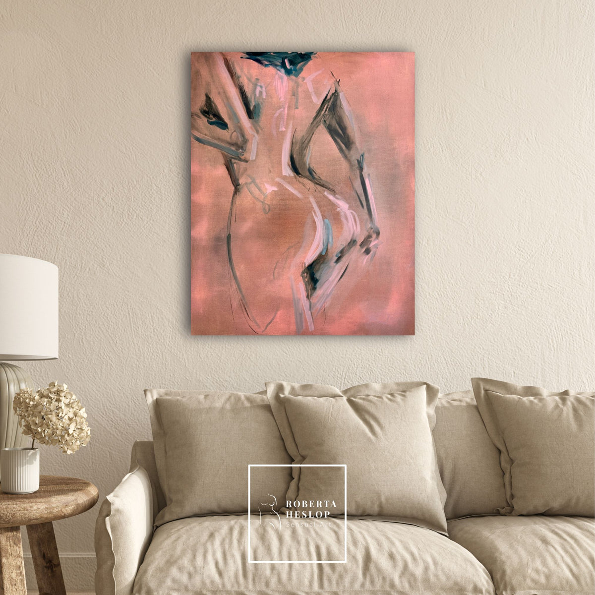 Oil painting Lucia by Roberta Heslop in contemporary home setting