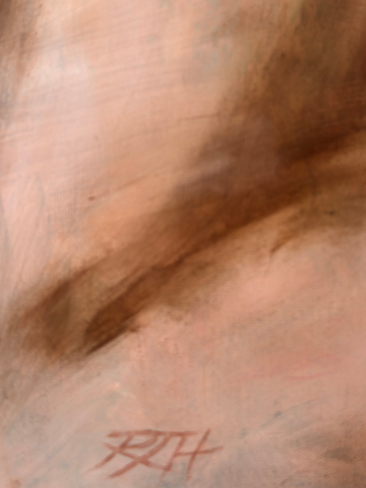Always This Bright by Roberta Heslop: artist signature and oil paint texture