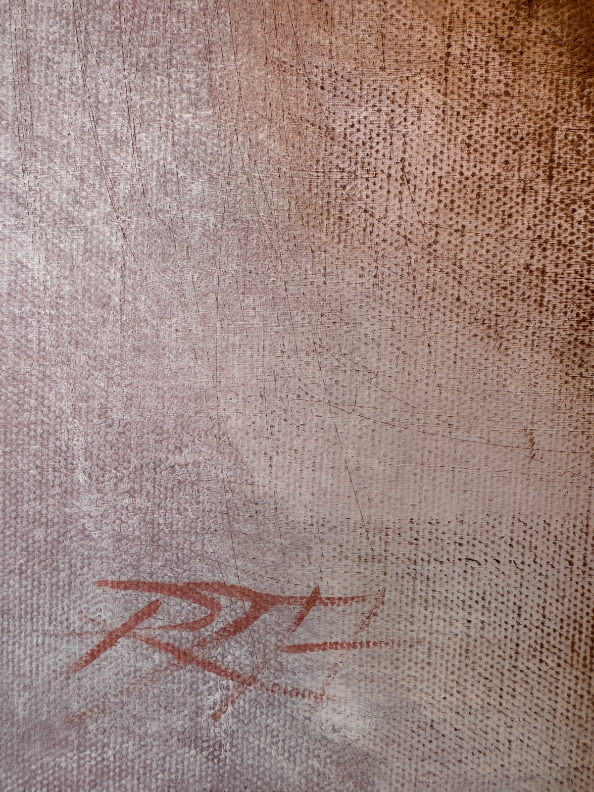 Golden Now by Roberta Heslop: artist signature on the painted canvas