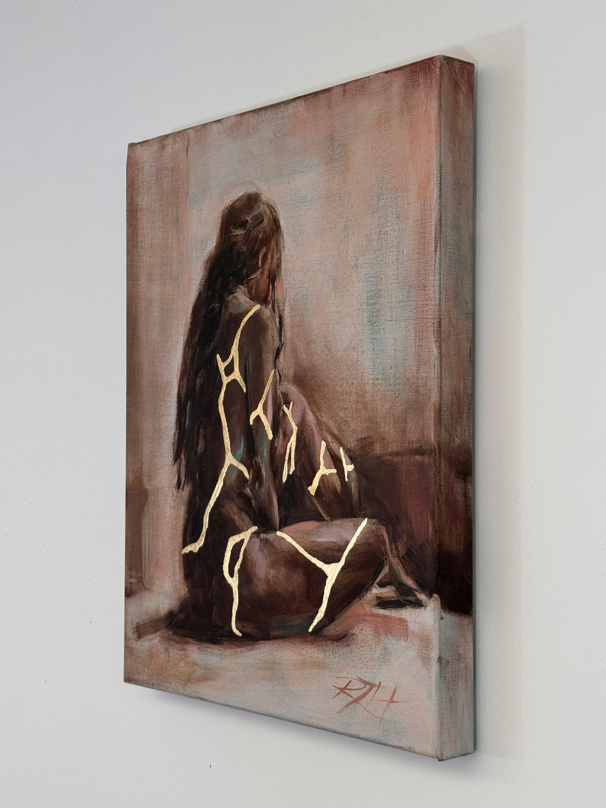 Held Within by Roberta Heslop: angled view showing the canvas depth