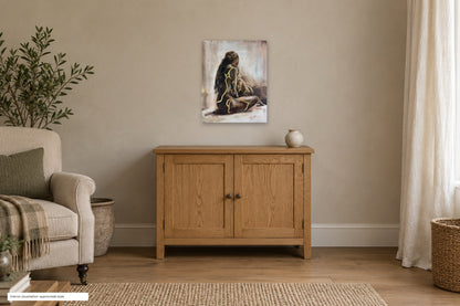Held Within by Roberta Heslop shown as an unframed deep-edge canvas in a home interior visualisation; approximate scale