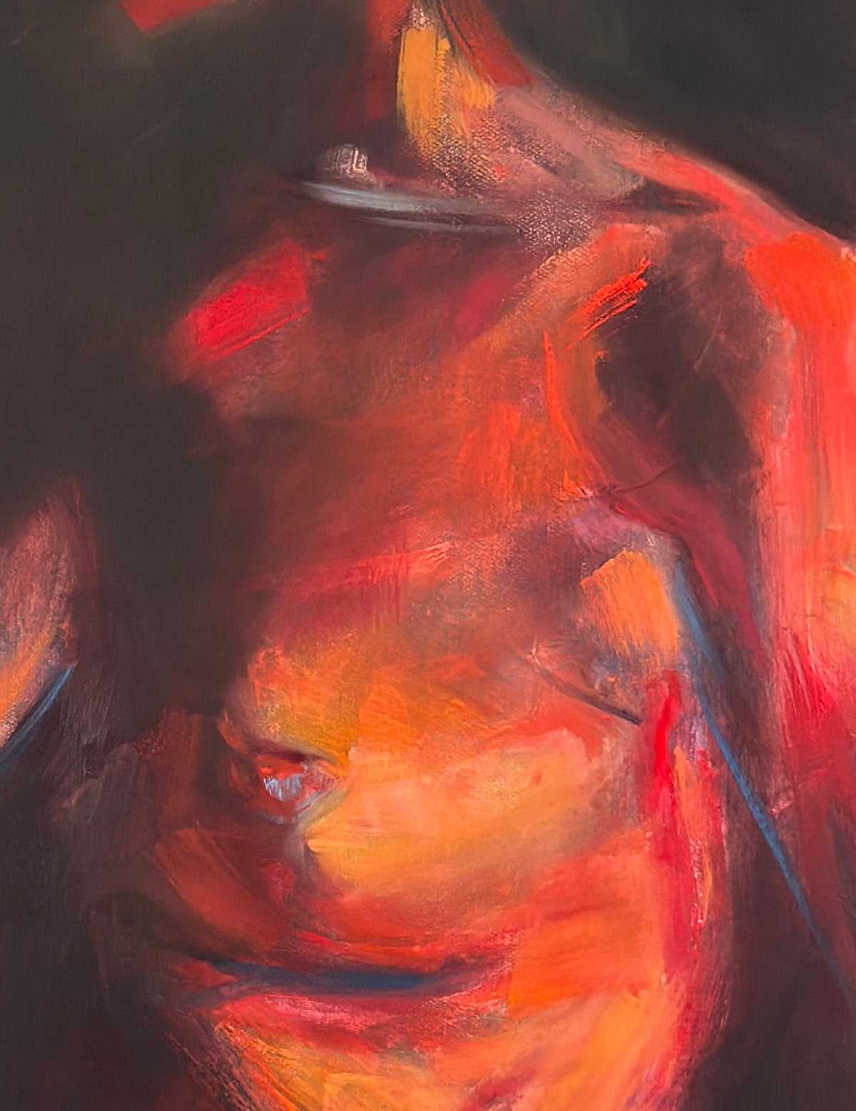 Risen by Roberta Heslop: detail of the torso and expressive brushwork