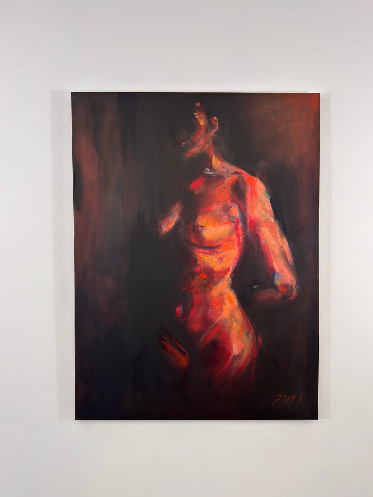 Risen by Roberta Heslop: painting displayed on a wall in an angled view