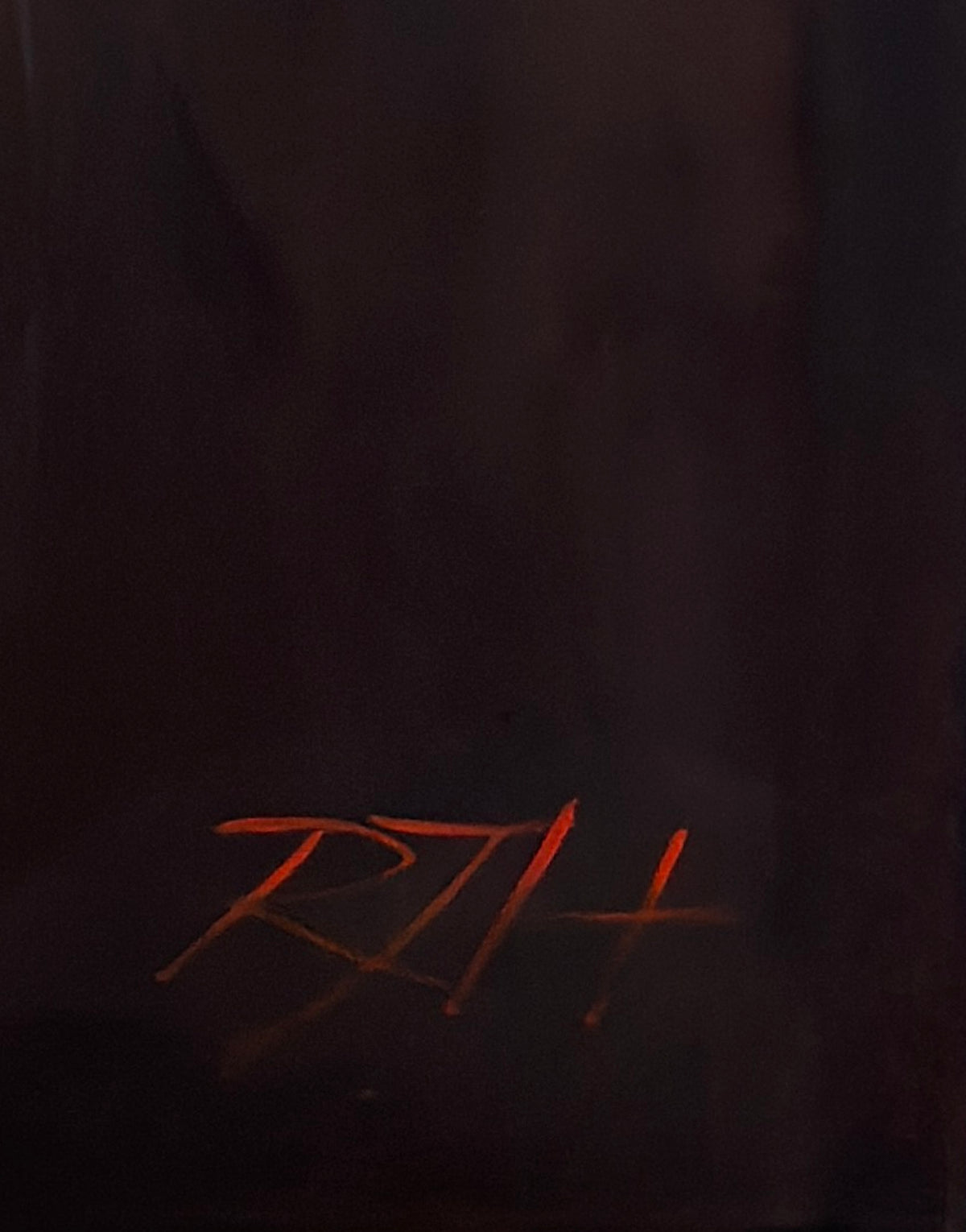 Risen by Roberta Heslop: artist signature on the dark canvas