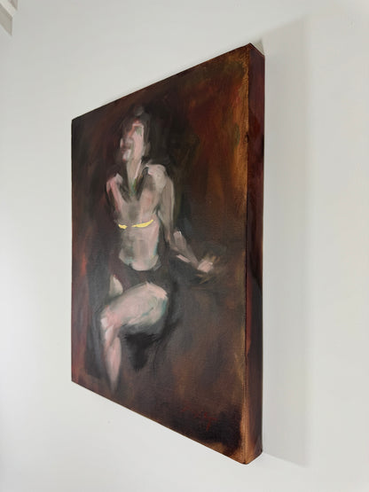 Shining Through by Roberta Heslop: side view of the painting and canvas edge