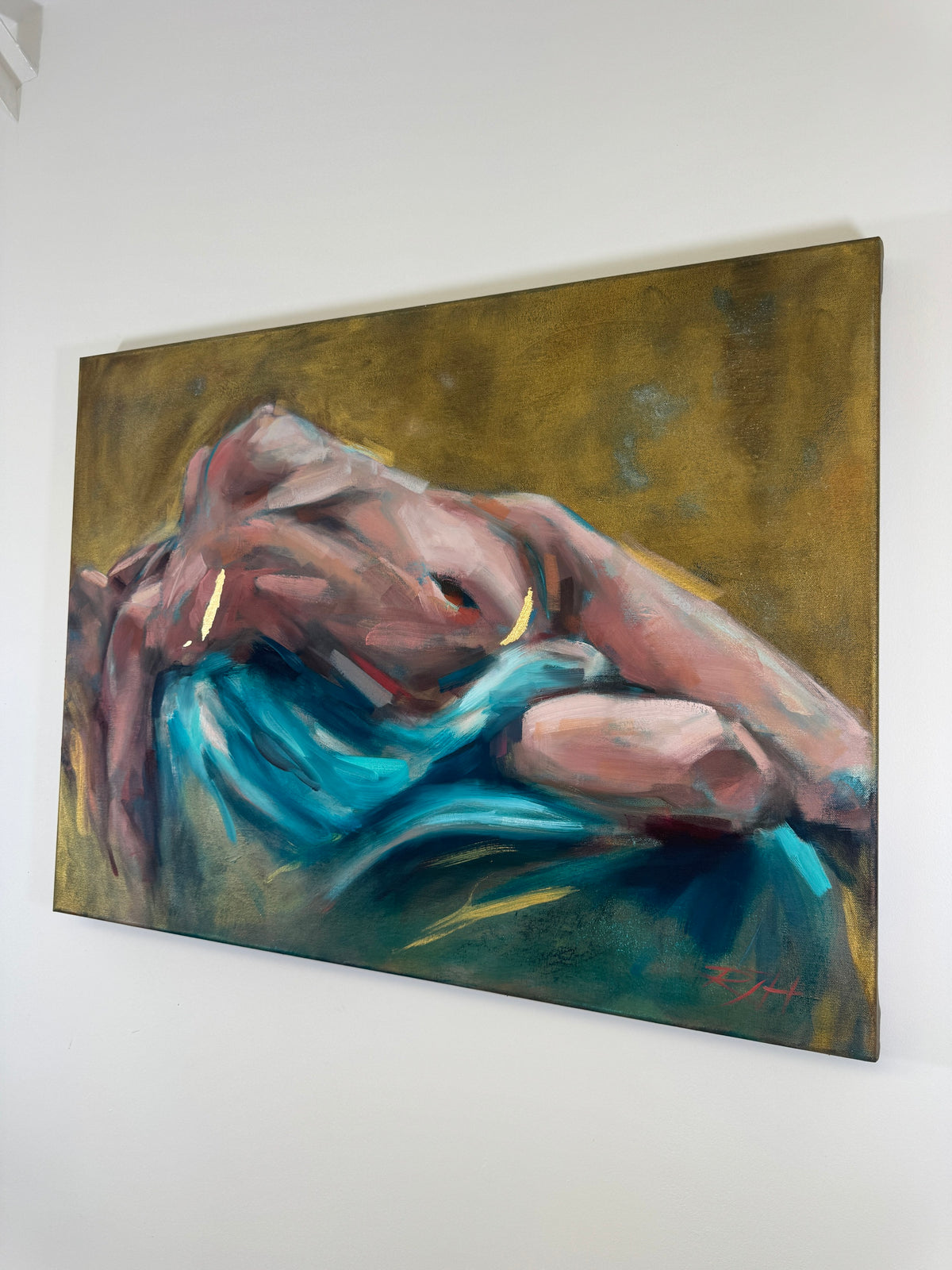 Wholly Herself by Roberta Heslop: angled view showing the canvas edge