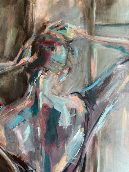 Colour and texture detail from Silent Eloquence by Roberta Heslop Art - expressive nude painting.