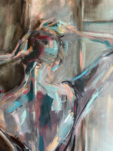 Colour and texture detail from Silent Eloquence by Roberta Heslop Art - expressive nude painting.
