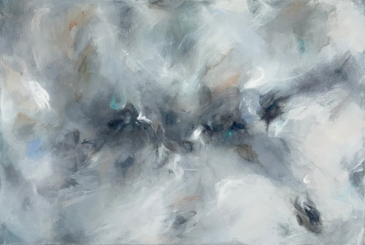 Where Light Rests abstract painting in soft tones by Roberta Heslop - contemporary acrylic art