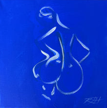 Load image into Gallery viewer, Whole - original blue figurative painting of the female form by Roberta Heslop, acrylic and Indian ink on deep-edge canvas